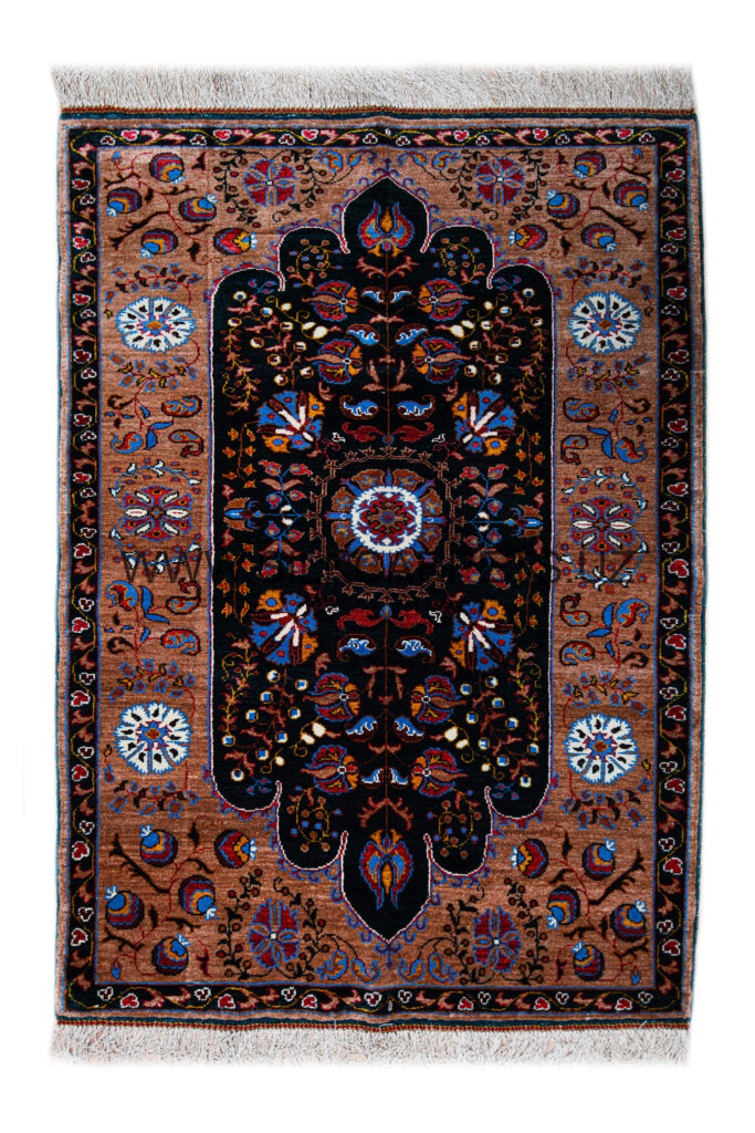 Suzani Embroidery Hand Knotted Silk Carpet