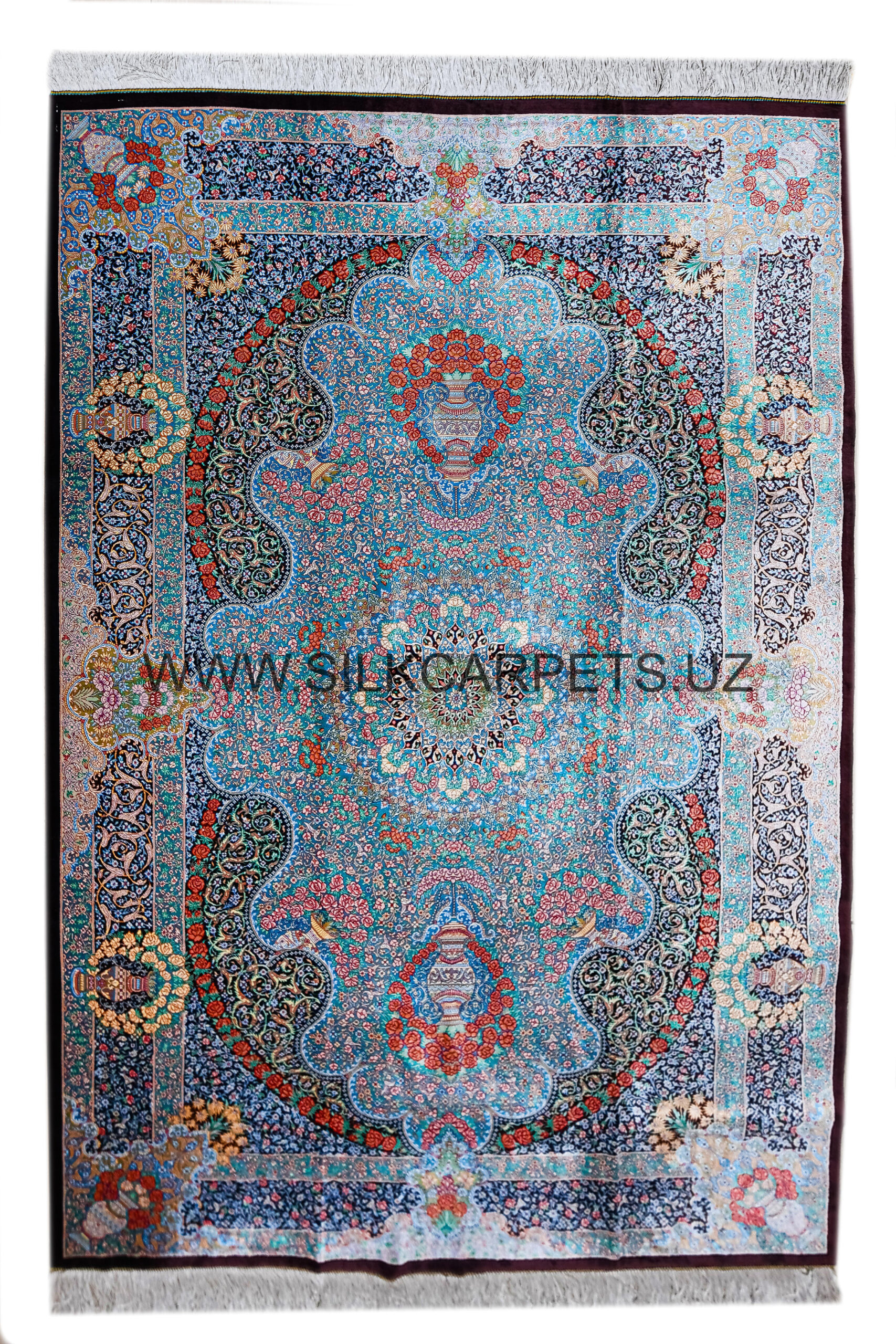 Florals 02 Hand Knotted Silk Carpet
