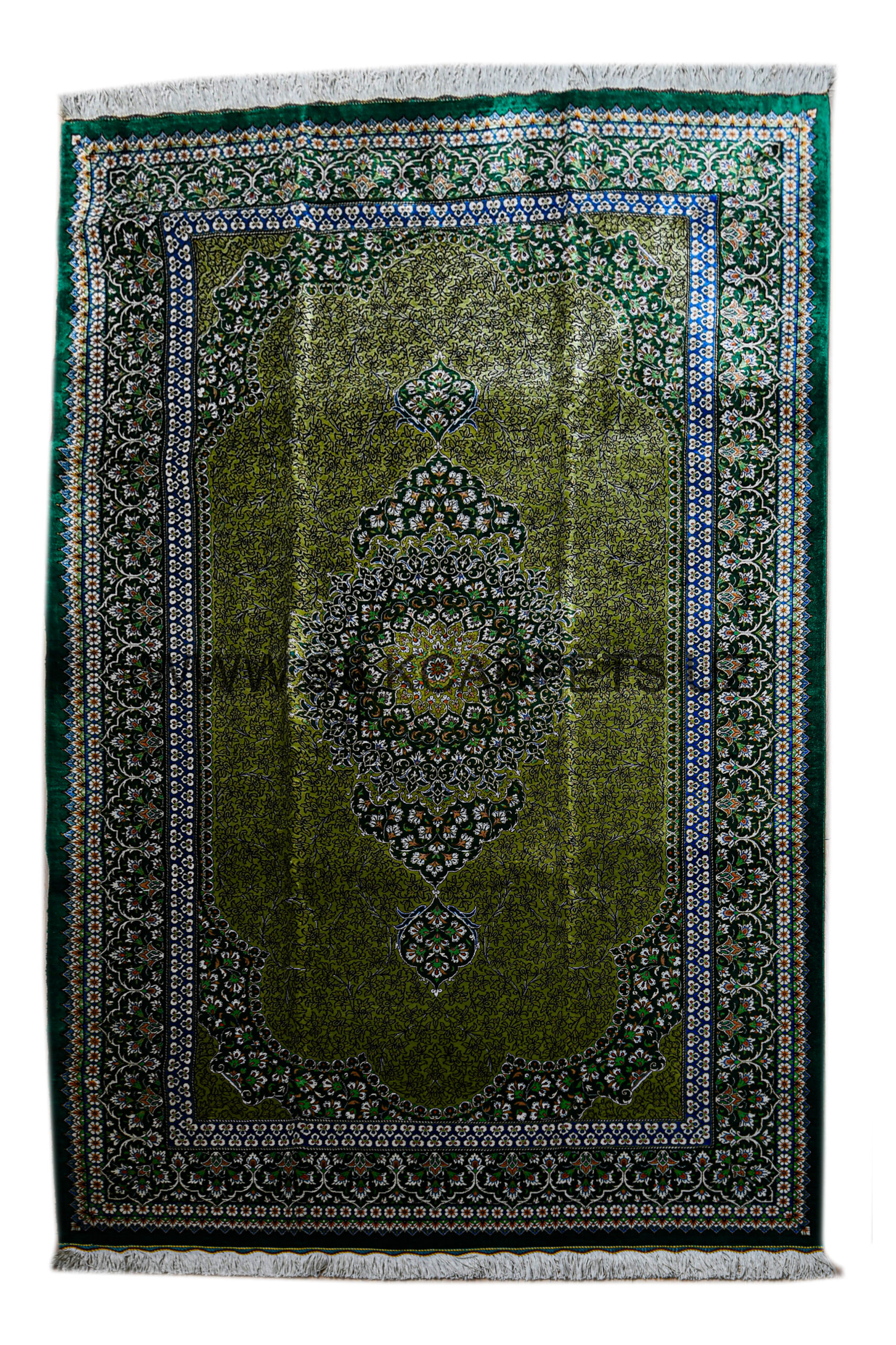 Uzbek Hand Knotted Silk Carpet