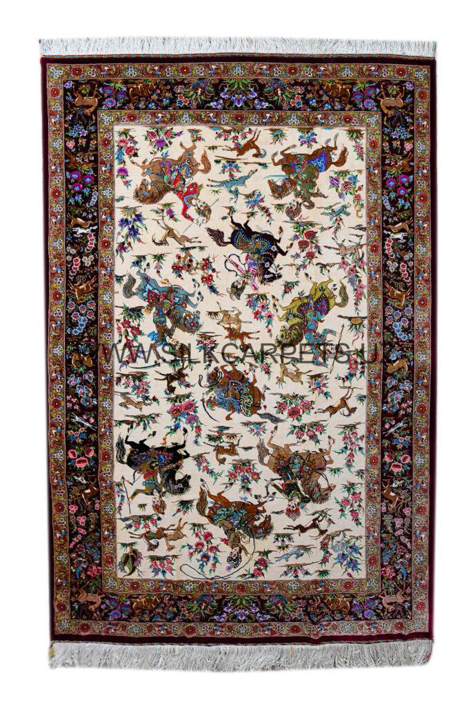 Hunting Hand Knotted Silk Carpet