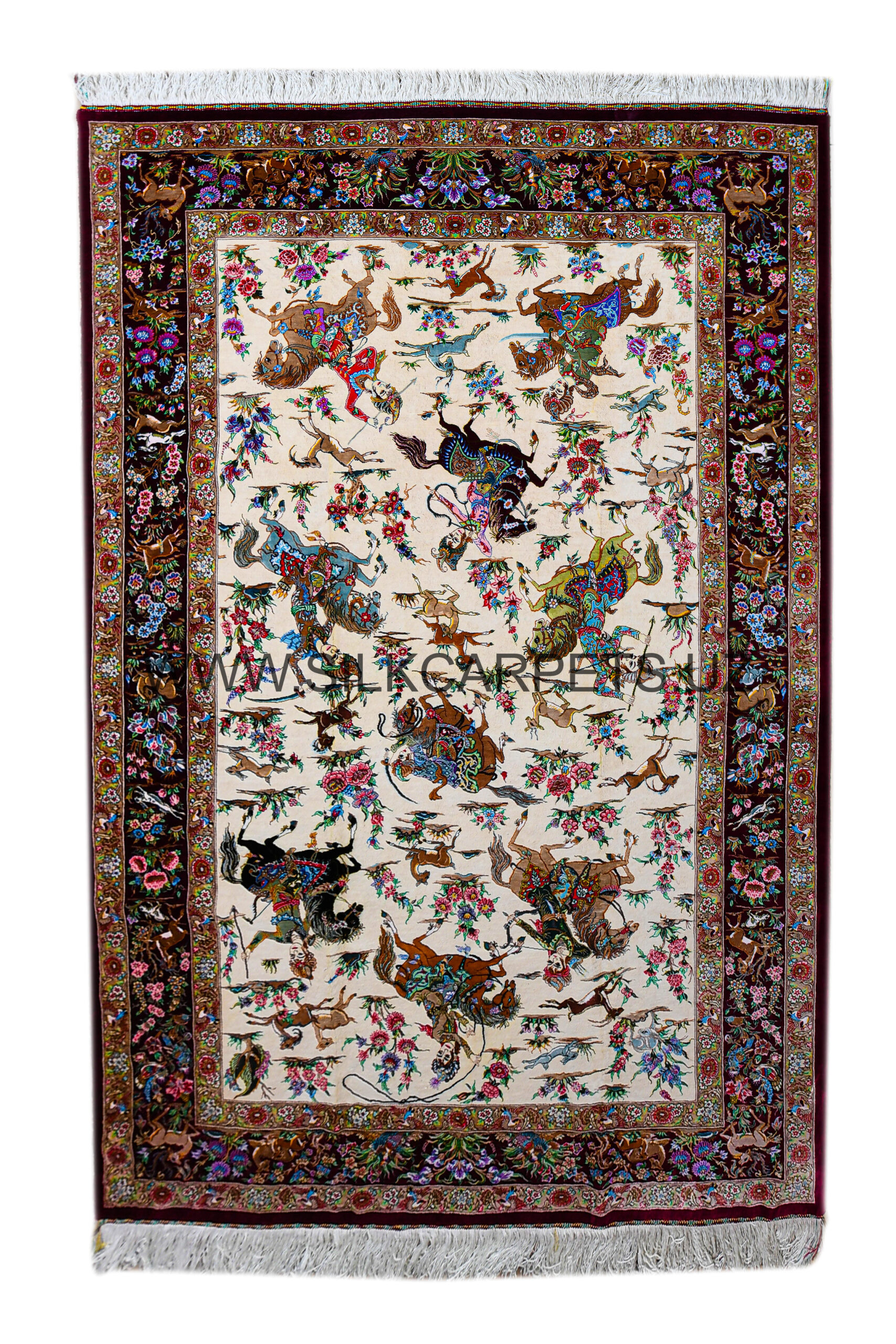 Hunting Hand Knotted Silk Carpet